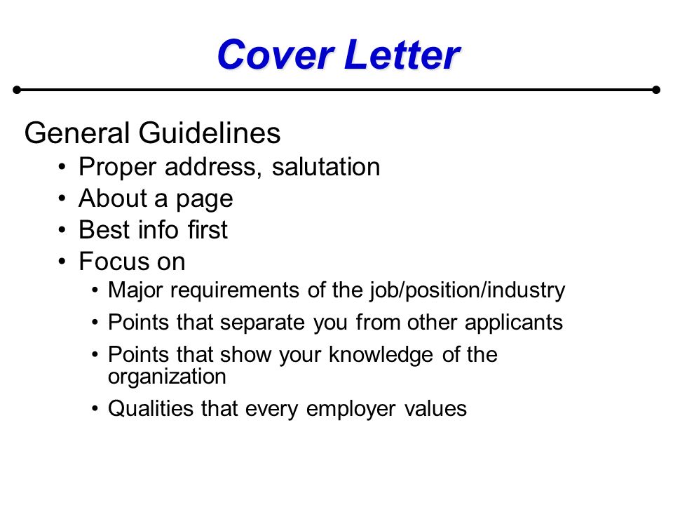 cover letter guidelines