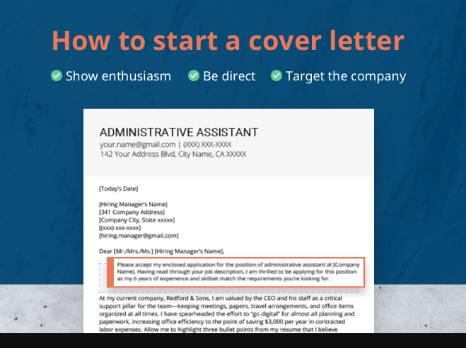opening of a cover letter